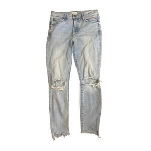 Mother  The Stunning Zip Ankle Step Fray Jeans Womens Size 27 distressed denim